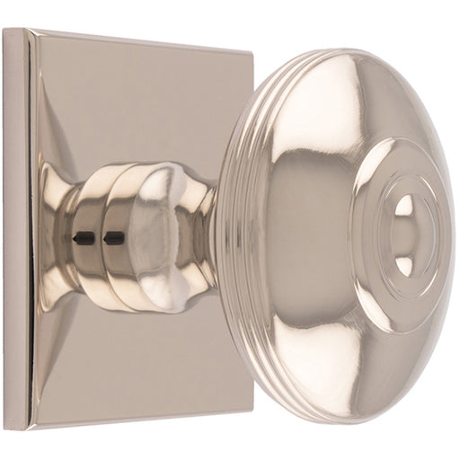38mm Round Cabinet Door Knob & 40x40mm Matching Backplate Polished Nickel Handle