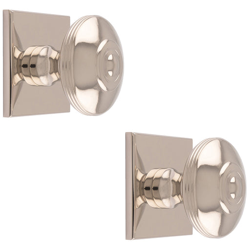 2 PACK 38mm Round Door Knob & 40x40mm Matching Backplate Polished Nickel Handle