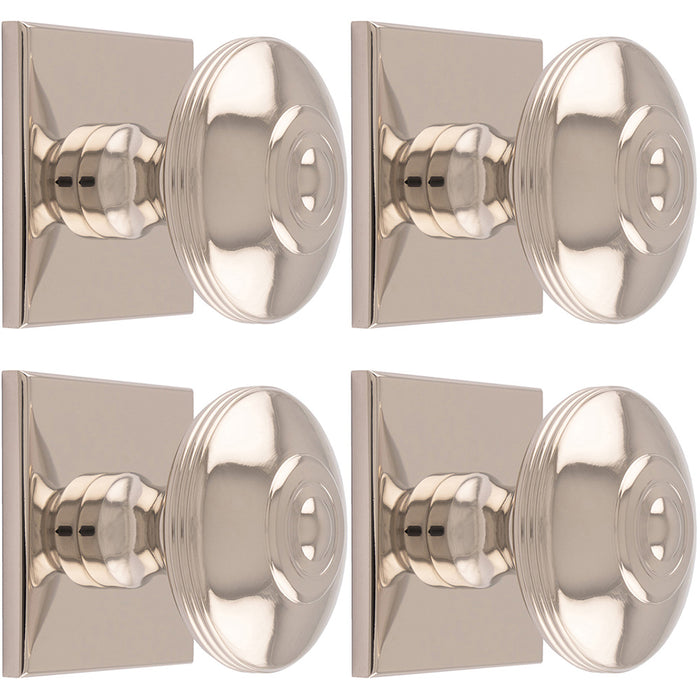4 PACK 38mm Round Door Knob & 40x40mm Matching Backplate Polished Nickel Handle