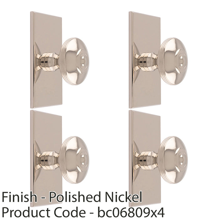 4 PACK 38mm Round Door Knob & 76x40mm Matching Backplate Polished Nickel Handle 1