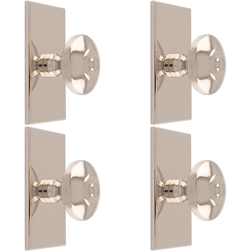 4 PACK 38mm Round Door Knob & 76x40mm Matching Backplate Polished Nickel Handle