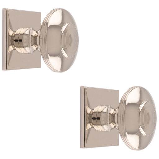 2 PACK 42mm Round Door Knob & 40x40mm Matching Backplate Polished Nickel Handle