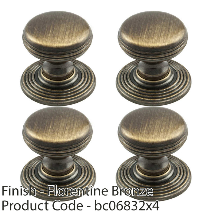 4 PACK Smooth Ringed Cupboard Door Knob 28mm Florentine Bronze Cabinet Handle 1