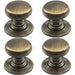 4 PACK Smooth Ringed Cupboard Door Knob 28mm Florentine Bronze Cabinet Handle