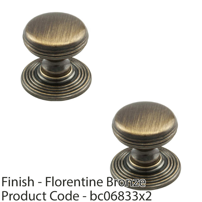 2 PACK Smooth Ringed Cupboard Door Knob 35mm Florentine Bronze Cabinet Handle 1