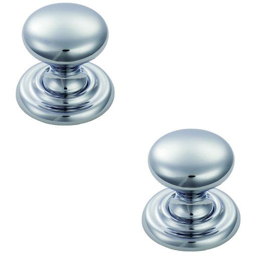 2 PACK Tiered Mushroom Cupboard Door Knob 25mm Polished Chrome Cabinet Handle