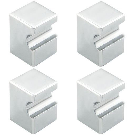 4 PACK Square Cupboard Door Knob 18 x 18mm 25mm Projection Polished Chrome