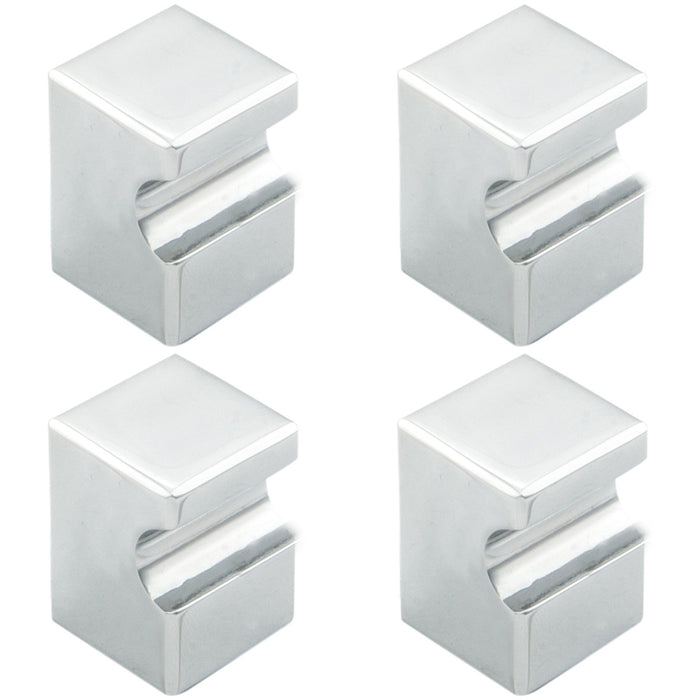 4 PACK Square Cupboard Door Knob 18 x 18mm 25mm Projection Polished Chrome