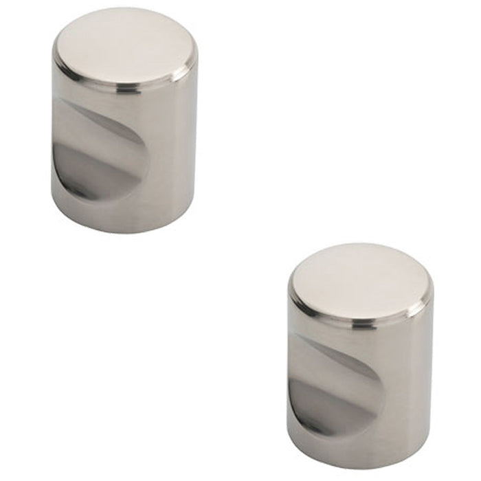 2 PACK Cylindrical Cupboard Door Knob 16mm Polished Stainless Steel Handle