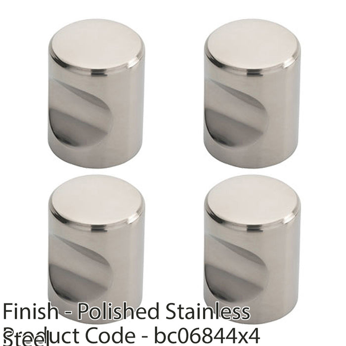 4 PACK Cylindrical Cupboard Door Knob 16mm Polished Stainless Steel Handle 1