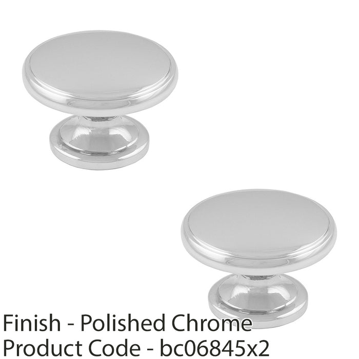 2 PACK Ring Domed Cupboard Door Knob 32mm Polished Chrome Cabinet Handle 1