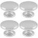 4 PACK Ring Domed Cupboard Door Knob 32mm Polished Chrome Cabinet Handle