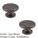 2 PACK Ring Domed Cupboard Door Knob 32mm Diameter Gun Metal Cabinet Handle 1