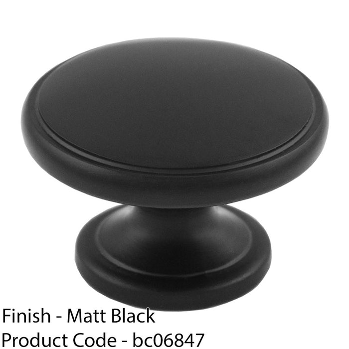 Ring Domed Cupboard Door Knob 32mm Diameter Matt Black Cabinet Handle 1