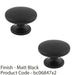 2 PACK Ring Domed Cupboard Door Knob 32mm Diameter Matt Black Cabinet Handle 1