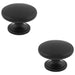 2 PACK Ring Domed Cupboard Door Knob 32mm Diameter Matt Black Cabinet Handle