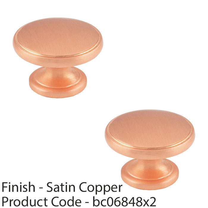 2 PACK Ring Domed Cupboard Door Knob 32mm Diameter Satin Copper Cabinet Handle 1
