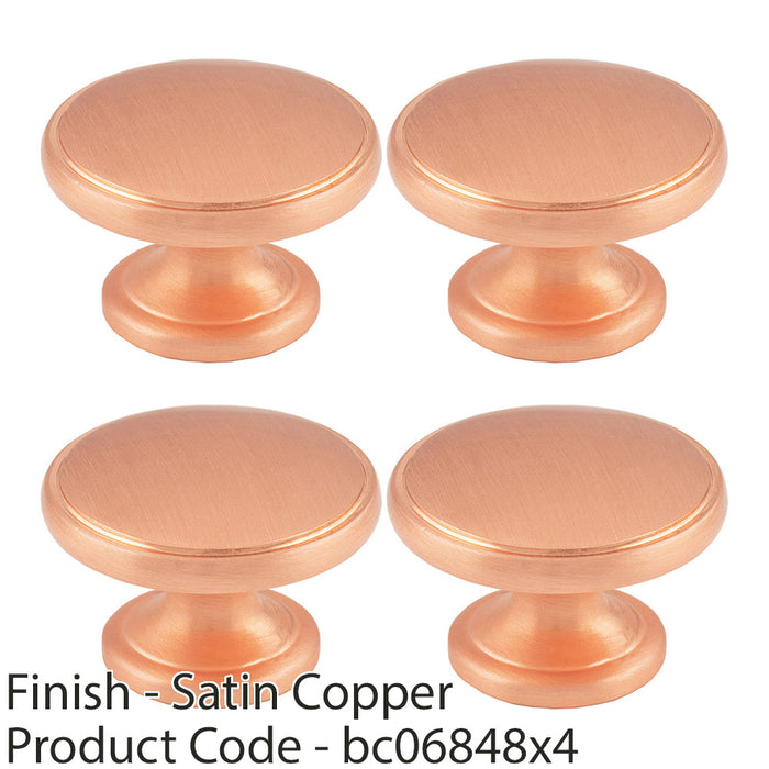 4 PACK Ring Domed Cupboard Door Knob 32mm Diameter Satin Copper Cabinet Handle 1