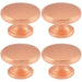 4 PACK Ring Domed Cupboard Door Knob 32mm Diameter Satin Copper Cabinet Handle