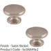 2 PACK Ring Domed Cupboard Door Knob 38mm Diameter Satin Nickel Cabinet Handle 1