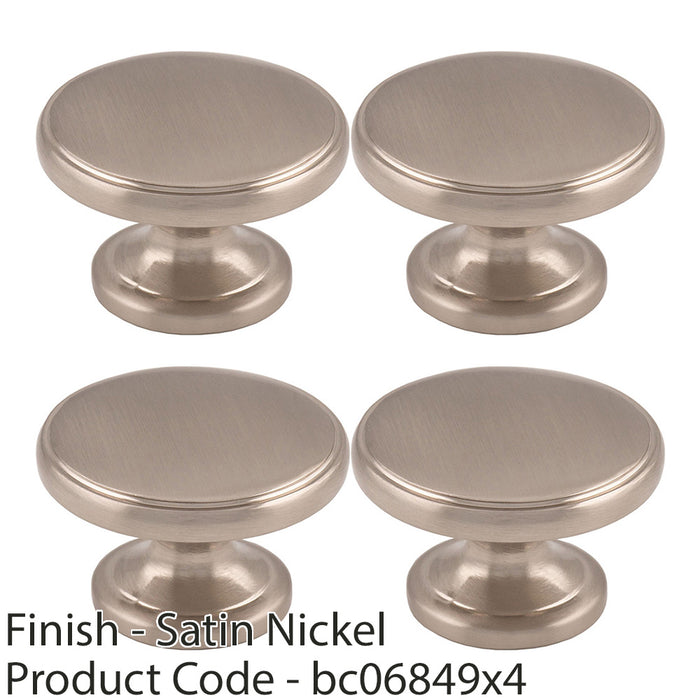 4 PACK Ring Domed Cupboard Door Knob 38mm Diameter Satin Nickel Cabinet Handle 1