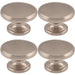 4 PACK Ring Domed Cupboard Door Knob 38mm Diameter Satin Nickel Cabinet Handle