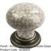 Porcelain Mushroom Cupboard Door Knob 36mm Dia - Antique Brass & Ivory Glaze 1