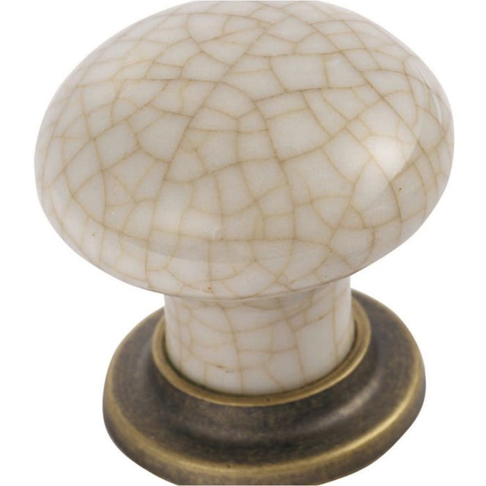 Porcelain Mushroom Cupboard Door Knob 36mm Dia - Florentine Bronze & Ivory Glaze