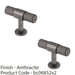2 PACK Knurled T Shape Pull Handle 50 x 13mm Anthracite Grey Cabinet Handle 1