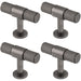 4 PACK Knurled Cupboard T Shape Pull Handle 50 x 13mm Anthracite Grey Handle