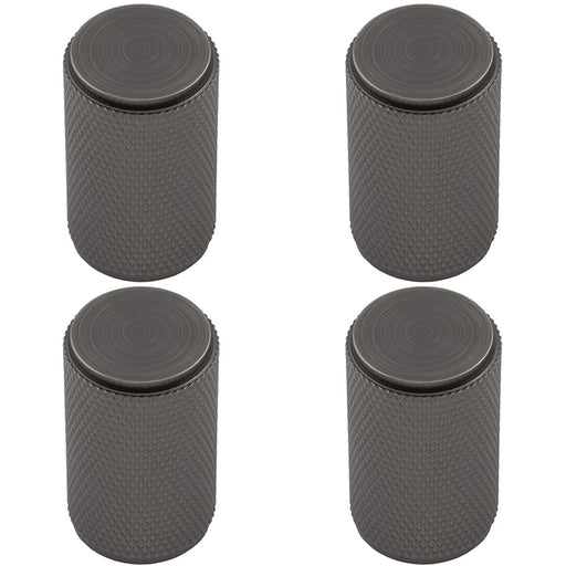 4 PACK Knurled Cylindrical Door Knob 18mm Dia Anthracite Grey Cabinet Handle