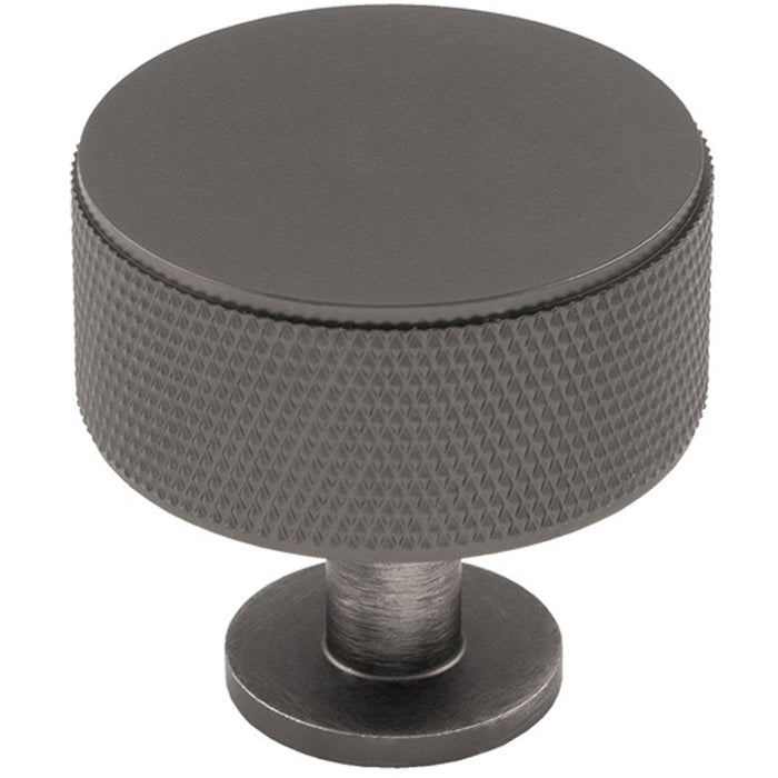 Knurled Radio Cupboard Door Knob - 35mm Diameter Anthracite Grey Cabinet Handle