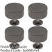 4 PACK Knurled Radio Cupboard Door Knob 35mm Anthracite Grey Cabinet Handle 1