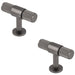 2 PACK Lined Reeded T Shape Pull Handle 50 x 13mm Anthracite Grey Cabinet Handle