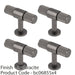 4 PACK Lined Reeded T Shape Pull Handle 50 x 13mm Anthracite Grey Cabinet Handle 1
