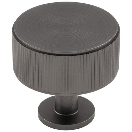 Lined Reeded Radio Door Knob - 35mm - Anthracite Grey Round Cabinet Pull Handle