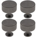 4x Lined Reeded Radio Door Knob 35mm Anthracite Grey Round Cabinet Pull Handle