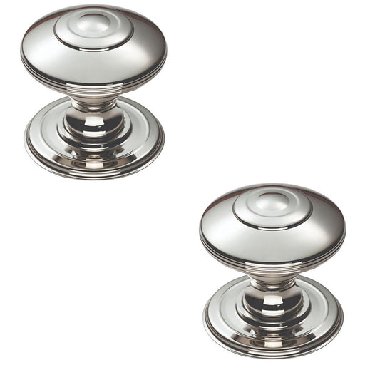 2x Ring Cabinet Door Knob Rose 32mm Polished Nickel Round Cupboard Pull Handle