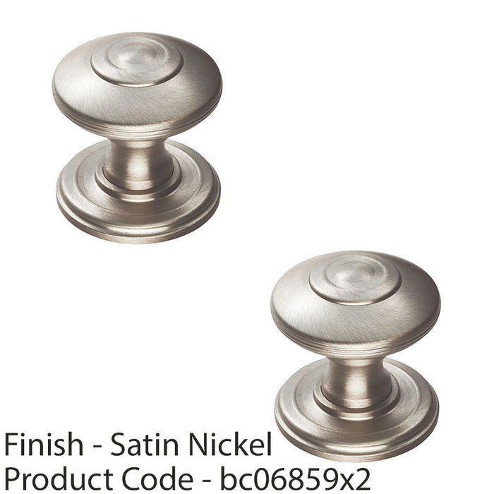 2 PACK Ring Cabinet Door Knob Rose 32mm Satin Nickel Round Cupboard Pull Handle 1