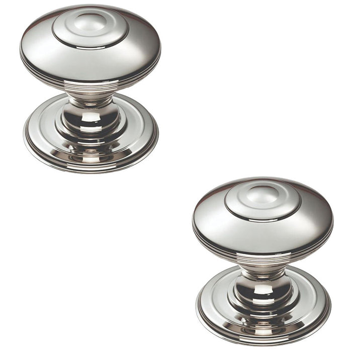 2x Ring Cabinet Door Knob Rose 38mm Polished Nickel Round Cupboard Pull Handle