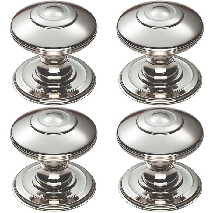 4x Ring Cabinet Door Knob Rose 38mm Polished Nickel Round Cupboard Pull Handle