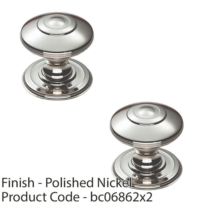 2x Ring Cabinet Door Knob Rose 42mm Polished Nickel Round Cupboard Pull Handle 1