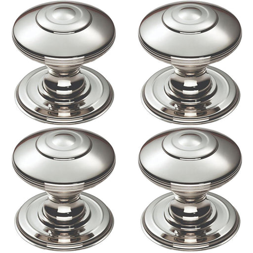 4x Ring Cabinet Door Knob Rose 42mm Polished Nickel Round Cupboard Pull Handle