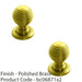 2x Reeded Ball Door Knob 23mm Polished Brass Lined Cupboard Pull Handle & Rose 1