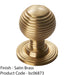 Reeded Ball Door Knob - 23mm Satin Brass Brass Lined Cupboard Pull Handle & Rose 1