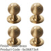 4 PACK Reeded Ball Door Knob 23mm Satin Brass Brass Lined Pull Handle & Rose 1