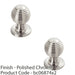 2 PACK Reeded Ball Door Knob 28mm Polished Chrome Lined Pull Handle & Rose 1