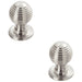 2 PACK Reeded Ball Door Knob 28mm Polished Chrome Lined Pull Handle & Rose