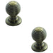 2 PACK Reeded Ball Door Knob 28mm Florentine Bronze Lined Cupboard Pull Handle