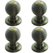 4 PACK Reeded Ball Door Knob 28mm Florentine Bronze Lined Pull Handle & Rose
